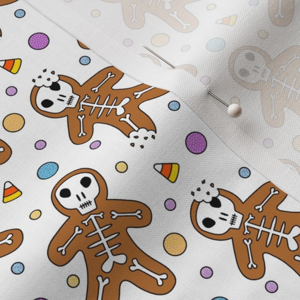 Spoonflower Fabric - Christmas Skeleton Halloween Spooky Gingerbread Printed on Petal Signature Cotton Fabric Fat Quarter - Sewing Quilting Apparel Crafts Decor