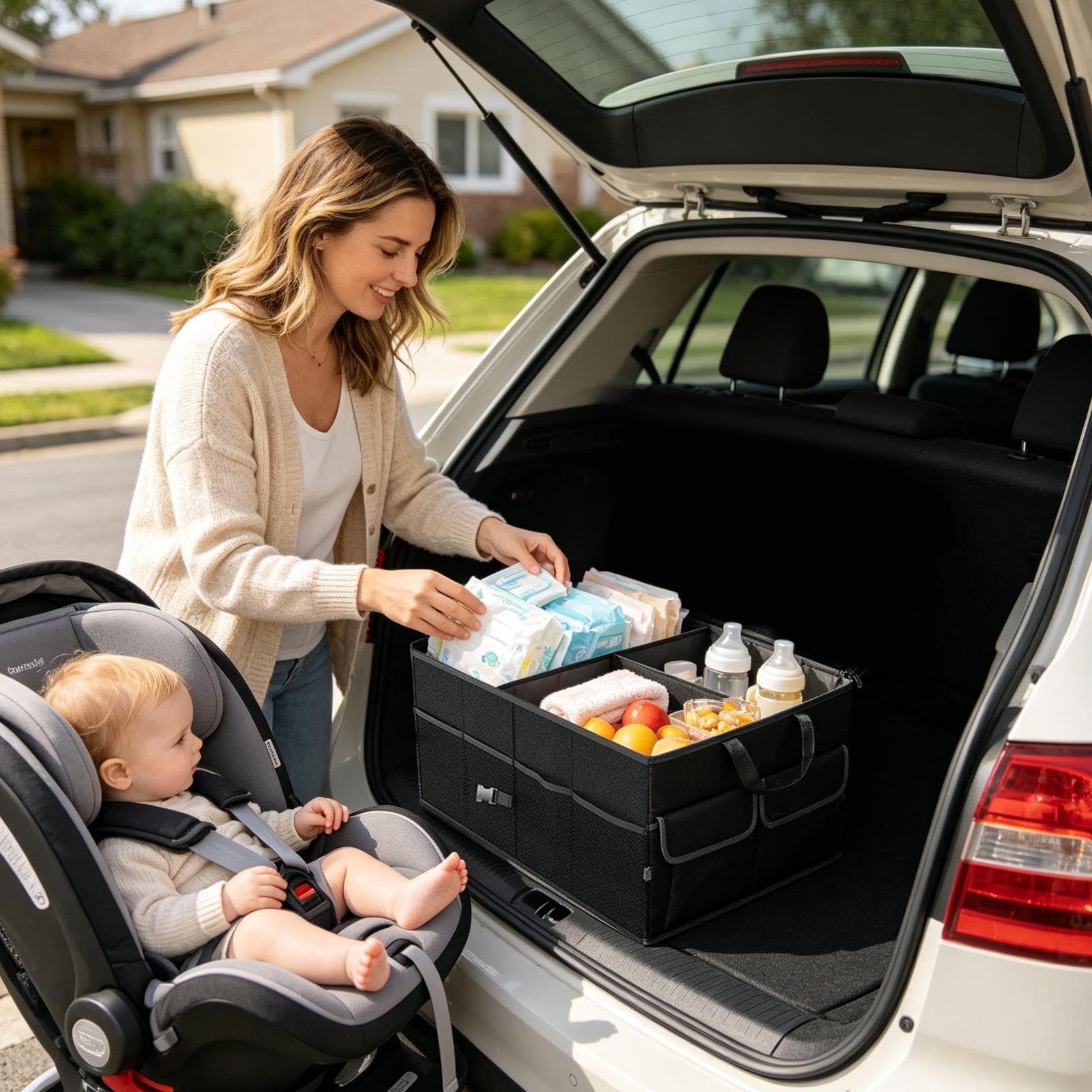 Organizador de maletero para coche Plegable con Divisores y Asas