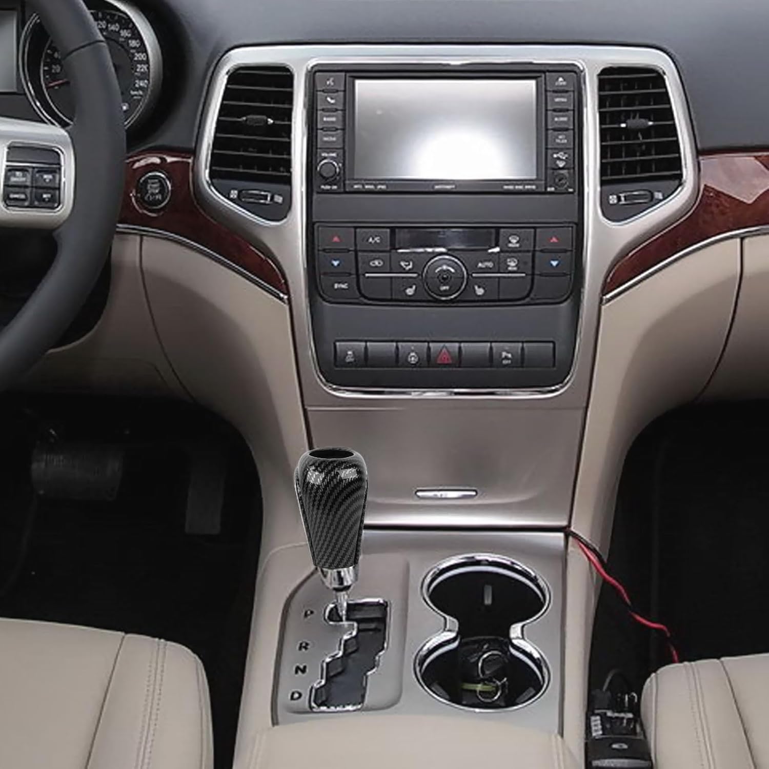 RT-TCZ Carbon Fiber Gear Shift Knob Cover Trim Decorative Interior Accessories for Jeep Grand Cherokee 2011-2013