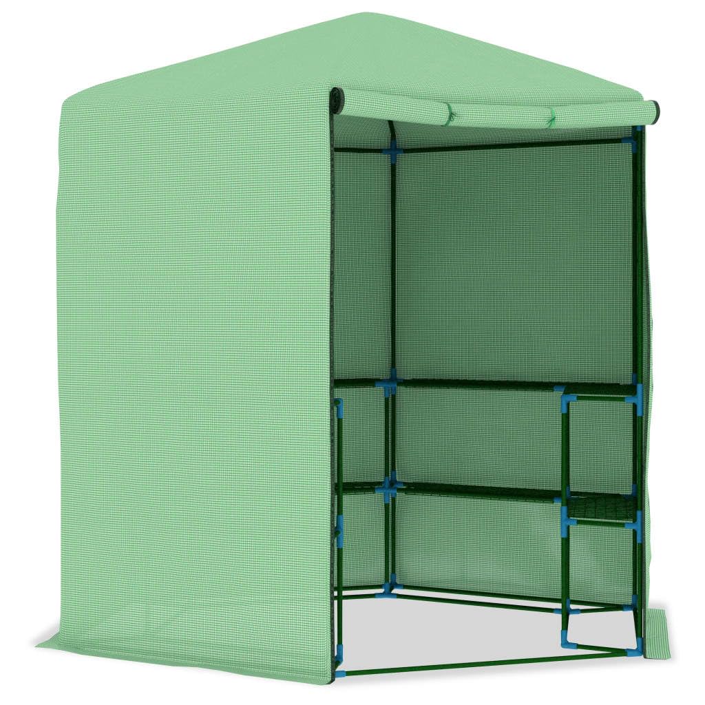 Szklarnia z półkami ze stali malowanej proszkowo 227 x 223 cm, siatka PE 170 g na m2, do szklarni na pomidory, szklarni, tunelu foliowego, ochrona przed mrozem i warunkami atmosferycznymi w