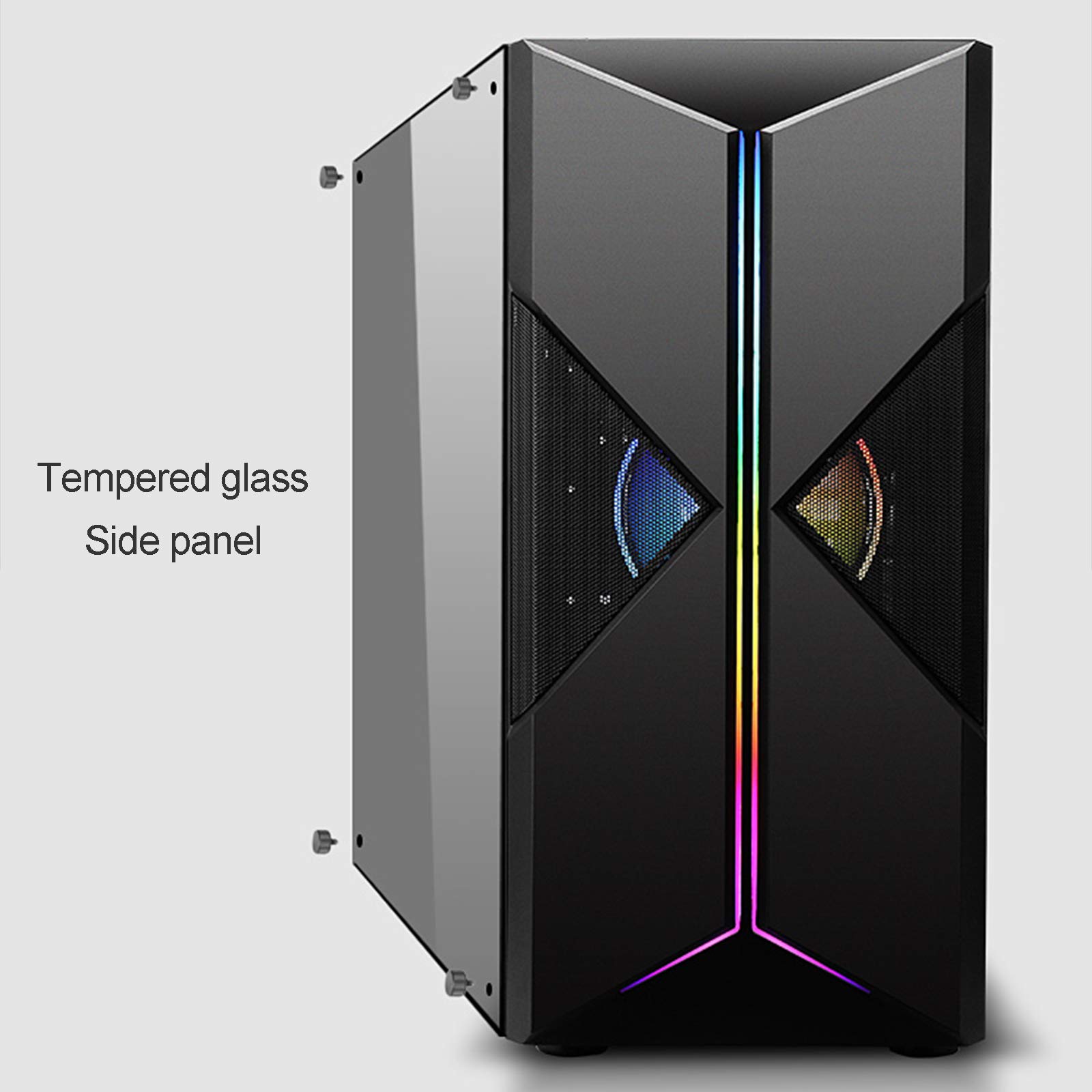 Caso Computer Case ATX Mid Tower PC Gaming - Porta USB Anteriore - Quick-Release Vetro temperato Pannello Laterale - Sistema di Gestione dei Cavi - Pronto Water-Cooling - Nero