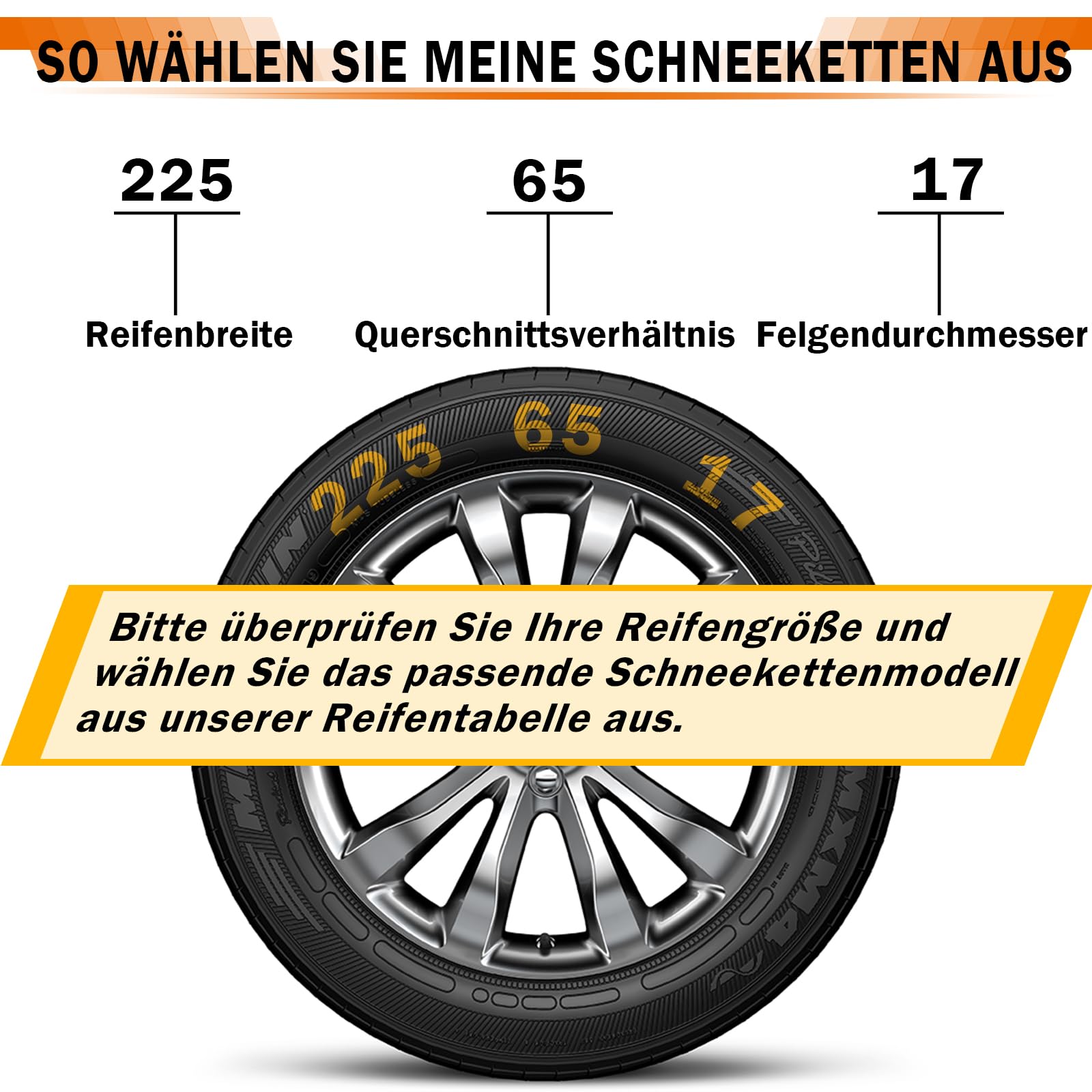 Schneeketten Auto-Fixierung 1‑Min Schnellmontage Leichte Installation Reifenketten, Tragbar Wiederverwendbar Universelle Notfall-Reifentraktionskette für PKW, Pickup-Trucks und SUV – 2er‑Set(HKN-100)