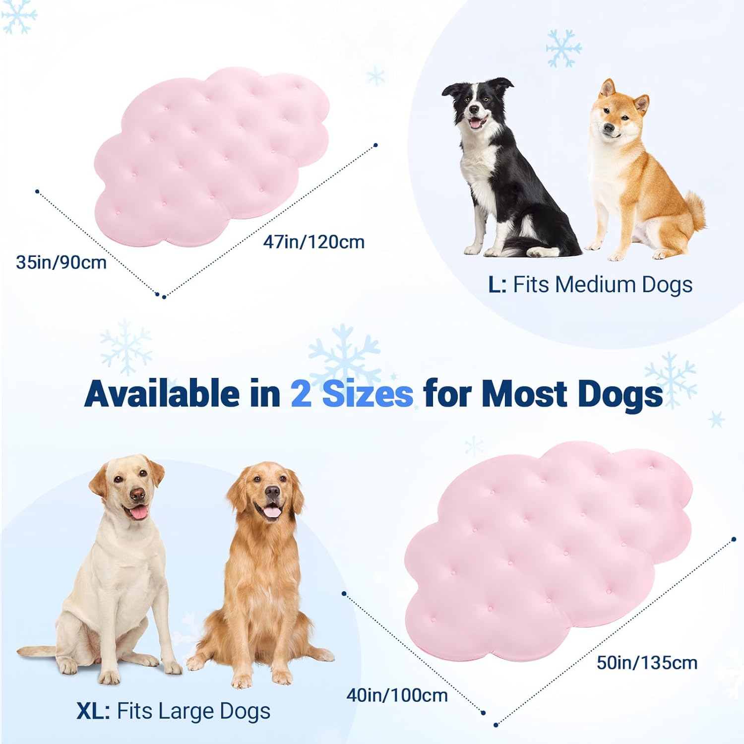 Dog Cooling Mat, 47'' × 35'' Large, Q-Max>0.4 Self-Cooling Mat for Dog, (Cool & Warm) Double-Sided Pet Cool Pads for Summer, Crate, Kennel, Machine Washable, Cat Cool Bed, Non-Gel, Pink
