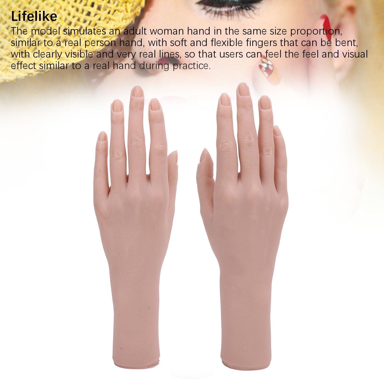 Modello di Mano Femminile in Silicone, Mano Flessibile e Flessibile per Esercitazioni per Oggetti di Scena per Anelli di Visualizzazione per Pittura su Unghie