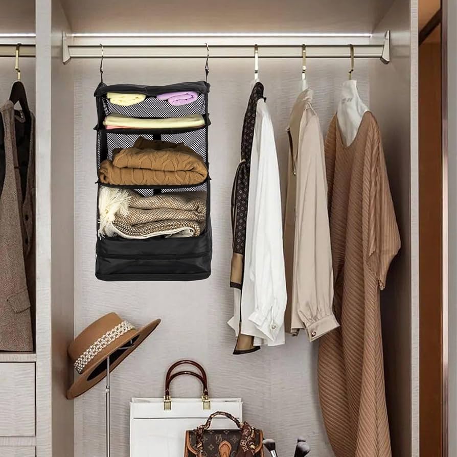 ⭐️どこでもクローゼット 吊り下げ収納ラック 旅行 パッキング ベージュ 楽天市場】吊り下げ収納 クローゼット トラベルポーチ 吊り下げ