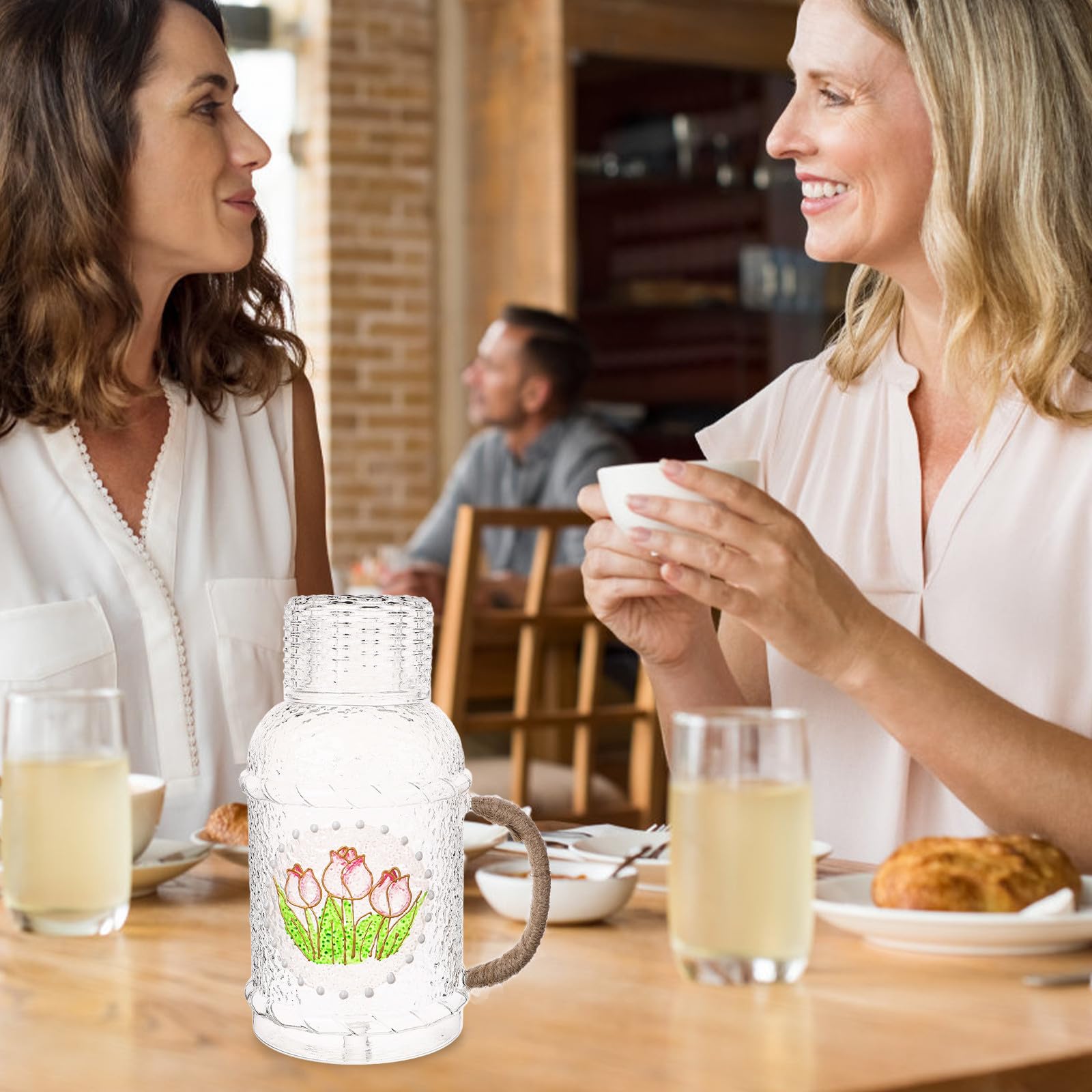 Jarra de Agua de Vidrio 2,2 L Tapa Resistente y Portátil