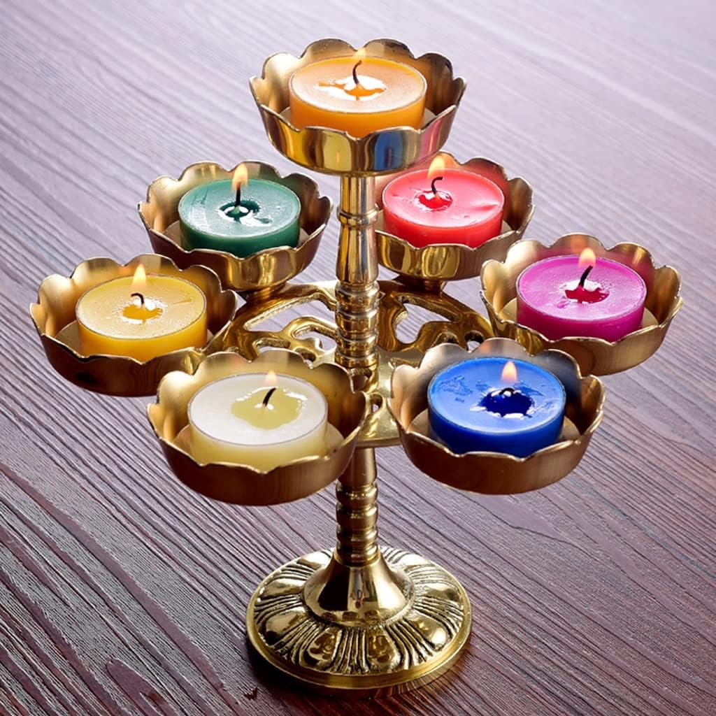 Vintage Candelabra Retro Seven Star Lamp Candle Holder Oil Lamp Candle Base Candle Holder Suitable for Dinner Living Room Kitchen Dining Room Candle Stand