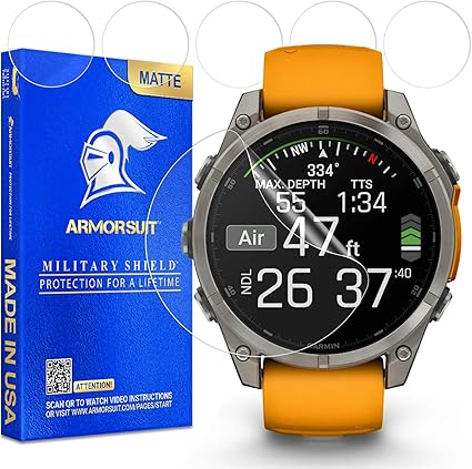 ArmorSuit 6 Pack MilitaryShield Anti-Glare Matte Screen Protector for Garmin Fenix 7/7 Pro 47mm