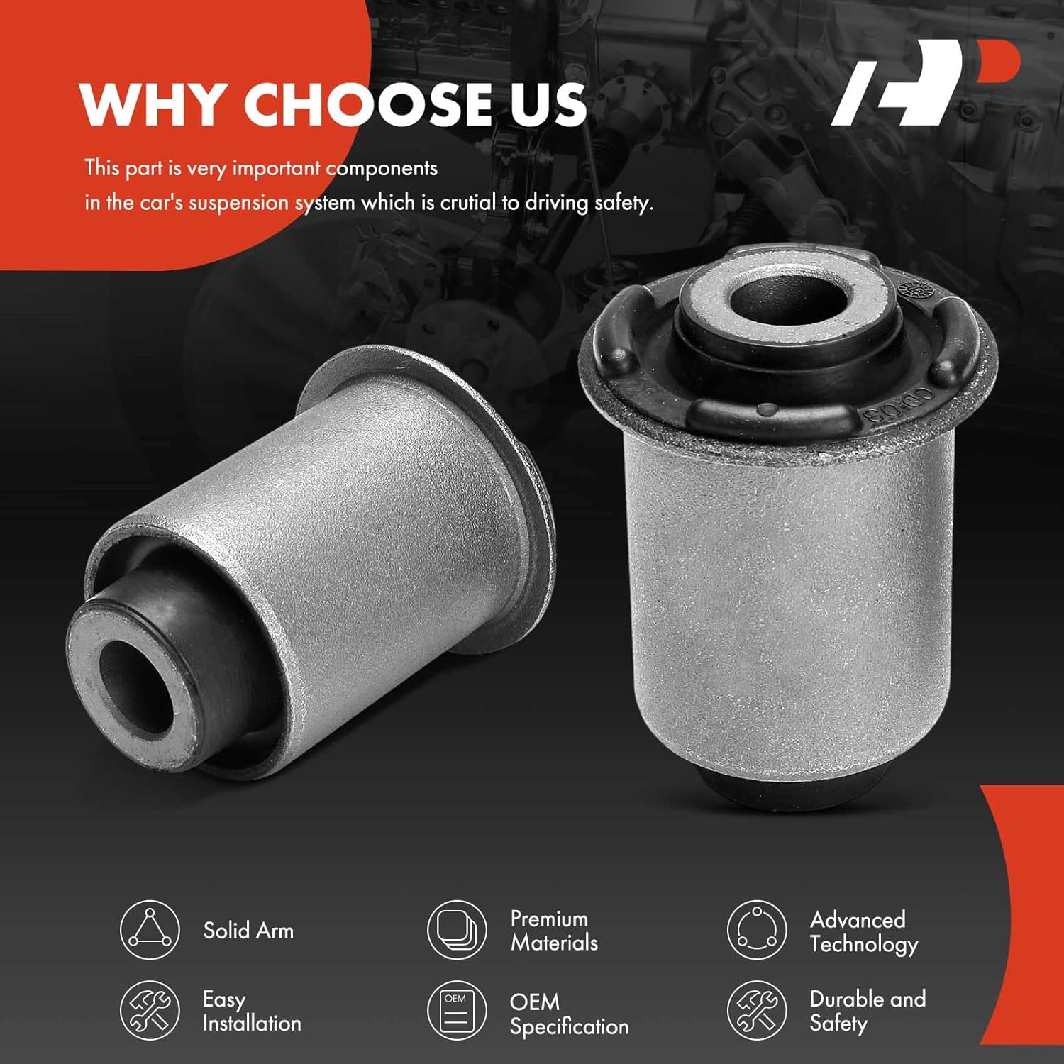 A-Premium 2 x Front Rearward Lower Control Arm Bushing Kit, Compatible with Hyundai Santa Fe 2007-2009, Veracruz 2007-2012