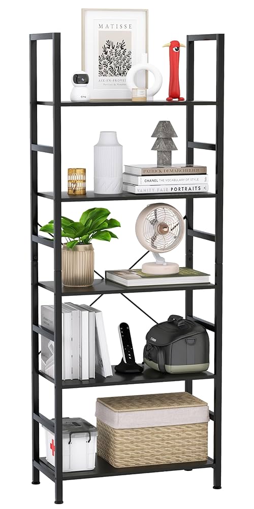 Amazon｜Pshelfy 棚 5段本棚 オープンシェルフラック 木製