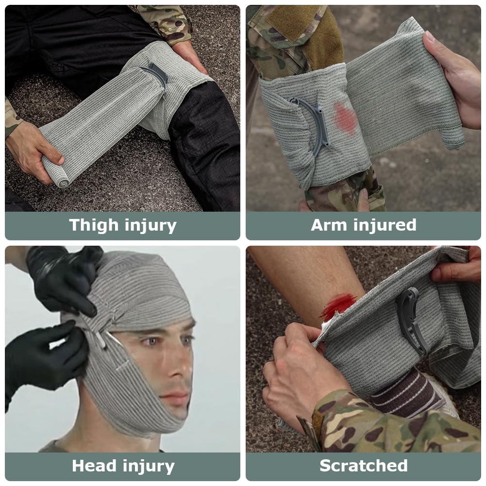 Lot de 6 bandages israéliens : garrot pour blessures traumatiques, pansement d'urgence israélien, bandage de compression stérile, scellé sous vide, à utiliser dans les kits de premiers soins et les