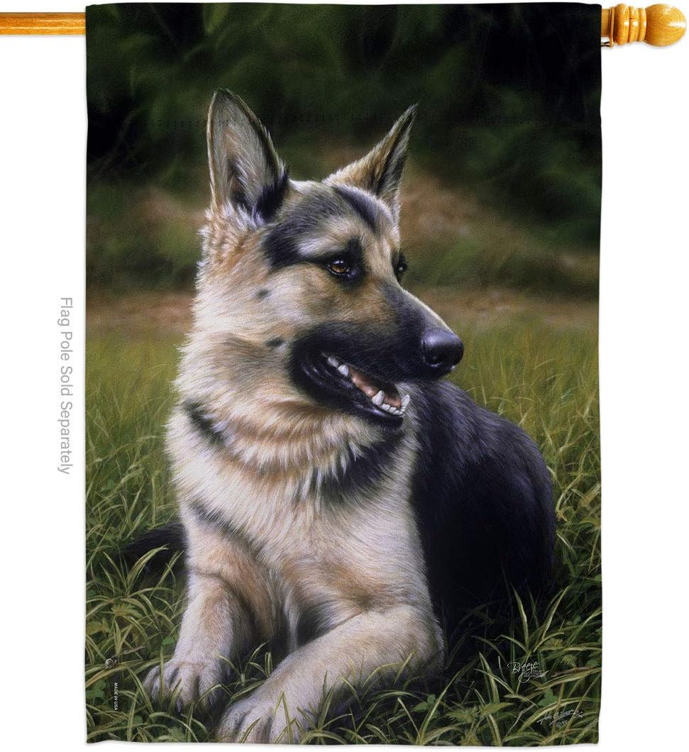 Breeze Decor PT-H-110051-IP German Shepherd Decorative Banner, 28" x 40", Multicolor