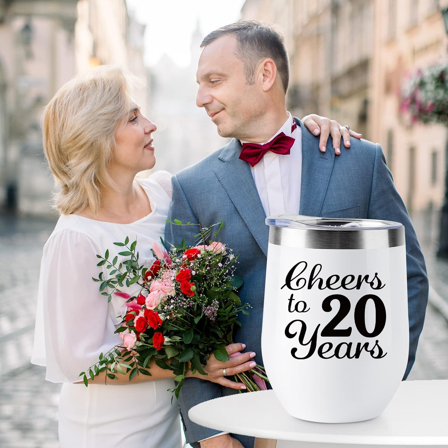 20th Anniversary Wedding Gifts for Couple 20 Anniversary Twenty Years Anniversary Decorations 20 Years Marriage Gifts for Wife Husband Parents 2 Pack Wine Tumbler 12 OZ - Image 2