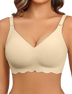 Avidlove Wireless Bras for Women Seamless Bralette Full Coverage Bra V Neck Tshirt Brassiere