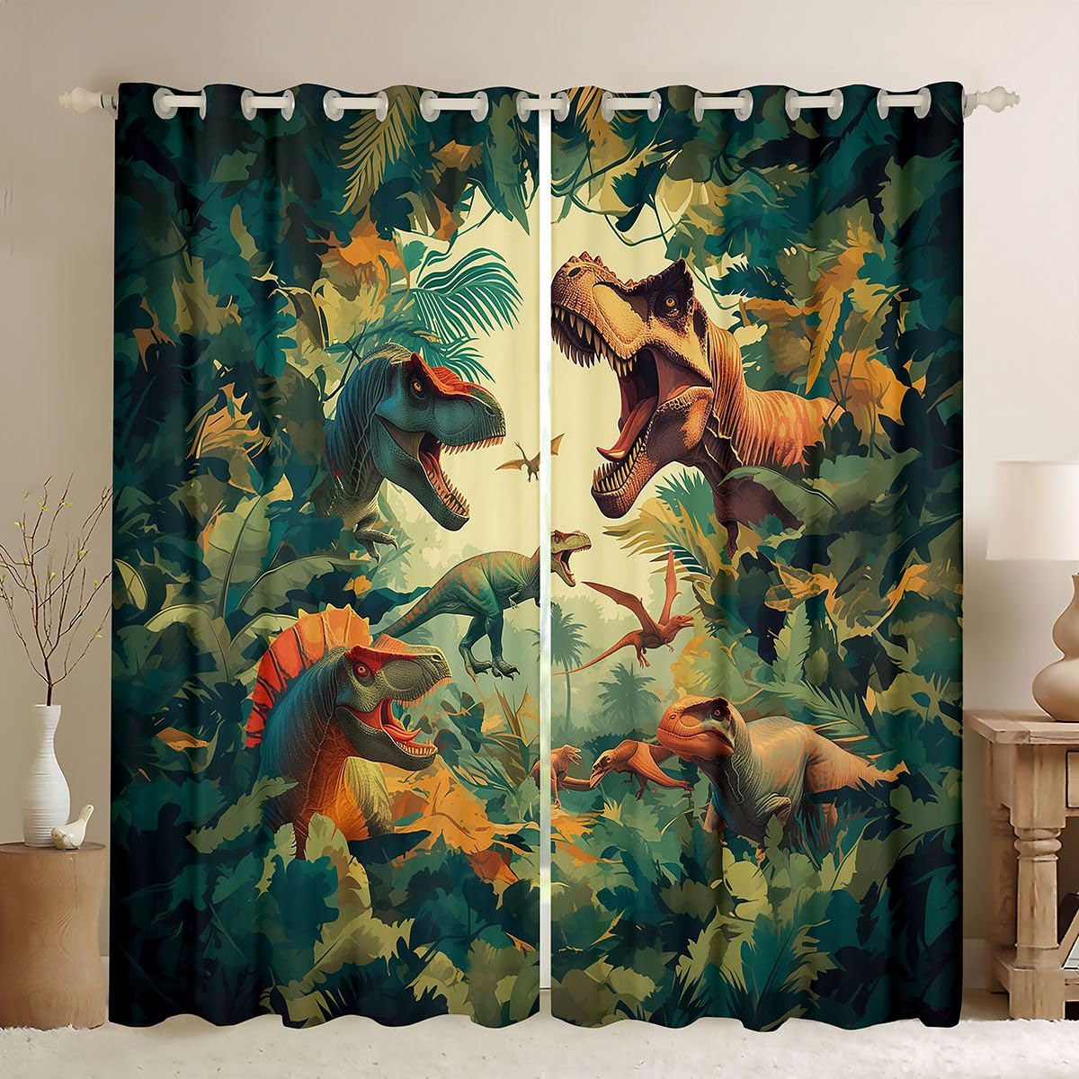 Homewish Lot de 2 Rideau Occultant 140x175cm Dinosaure