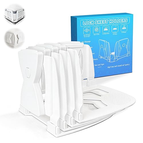Bed Sheet Holders for Corners, Upgrade Dual-side Locks Keep Firm