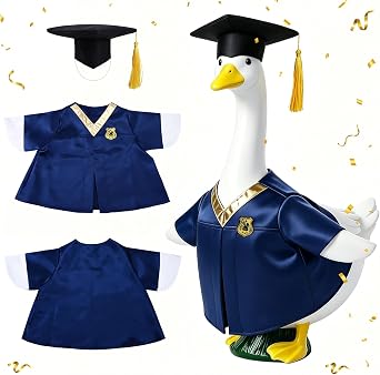 Geese Outfit Set, Graduation Goose Outfit Clothes with Grad Cap, 23-Inch Themed Costume Lawn Holiday Decor Statue Costume Set, V-neck Back to School Porch Outdoor Garden Yard Patio Decoration
