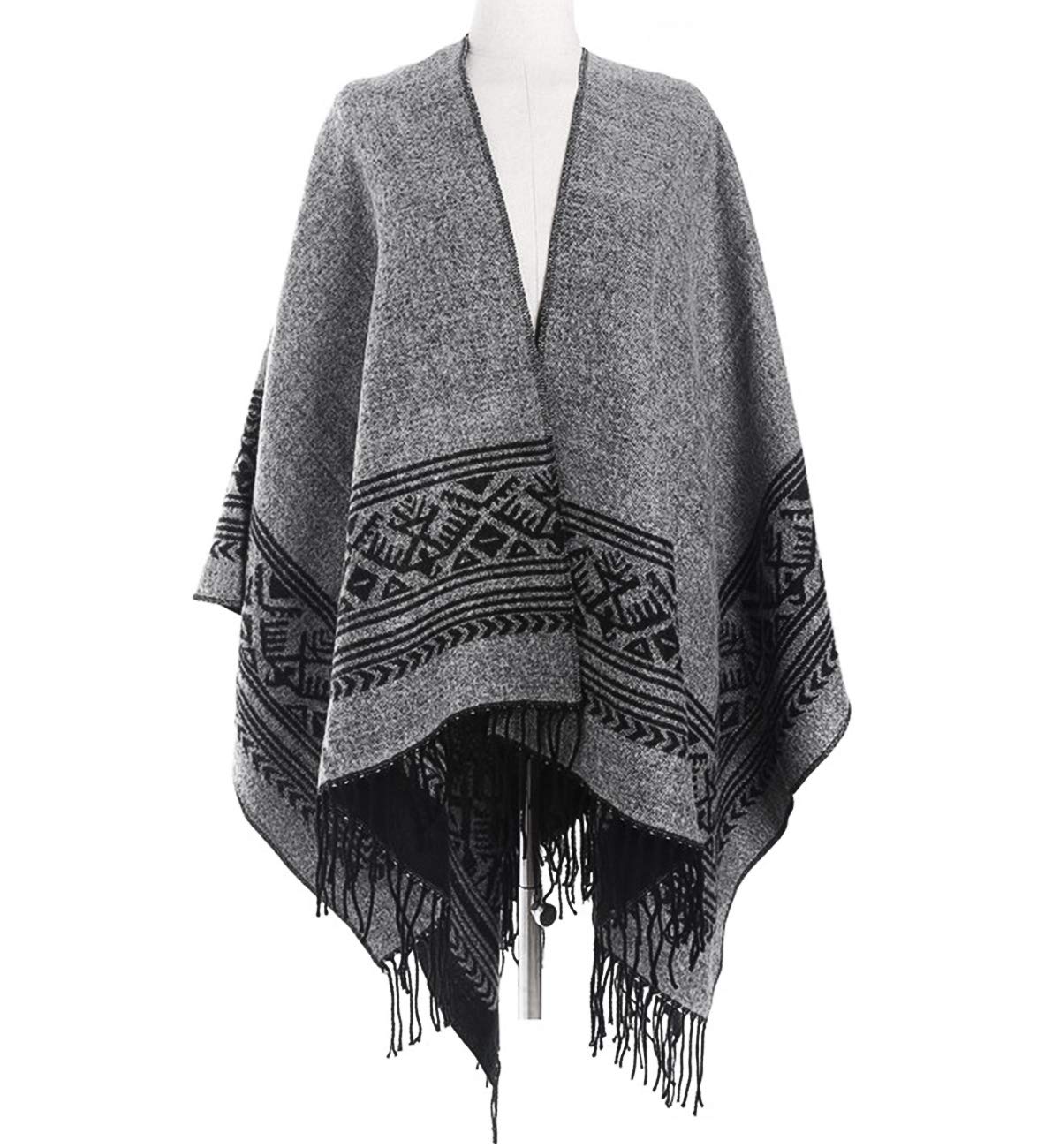 Superora Poncho Châle Elégant Chaud Ouvert à Carré Automne Hiver Femme