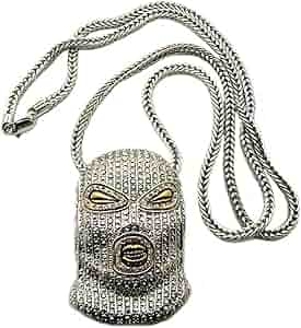 NYFASHION101 Paved Goon Ski Mask Pendant with 4mm 36