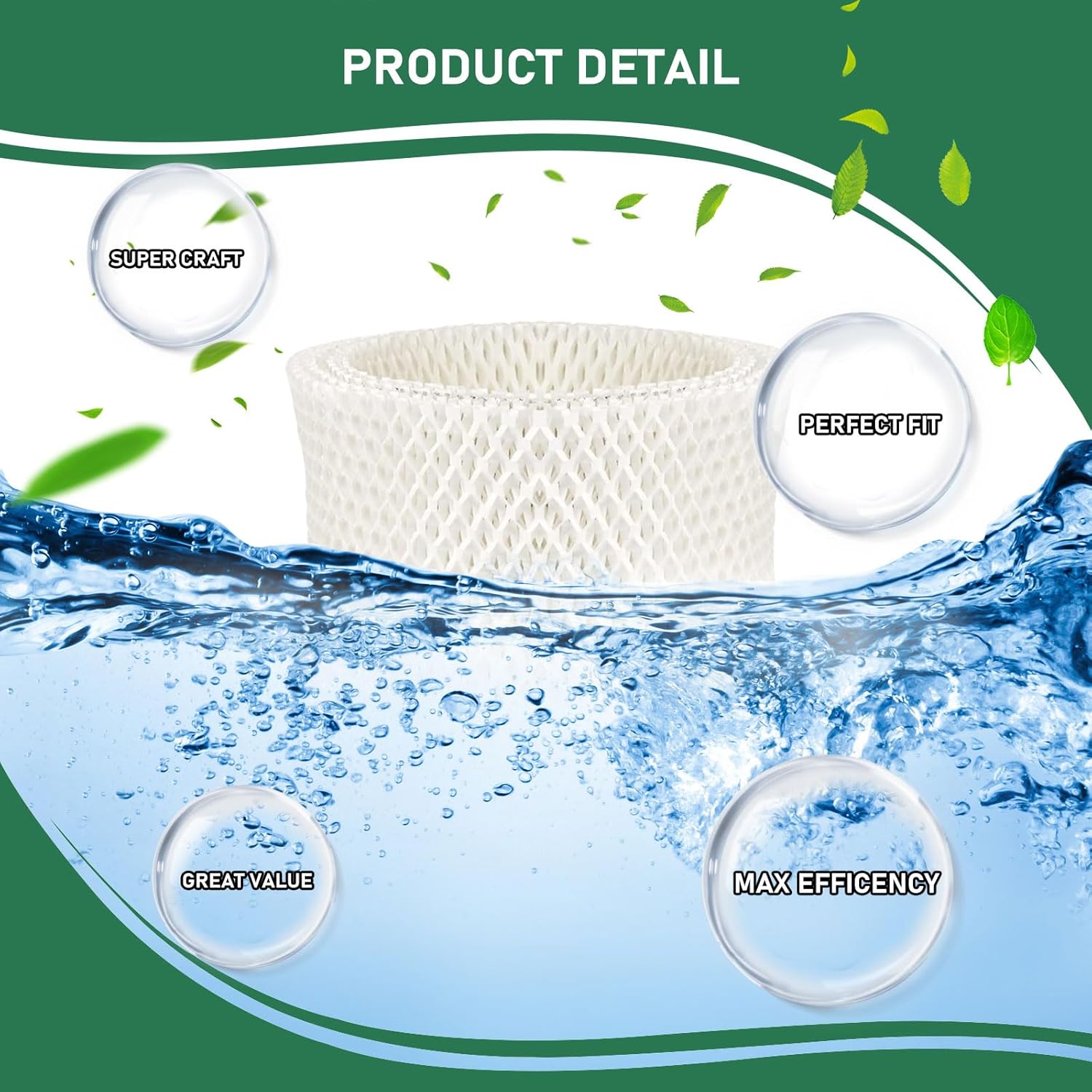 Carmerny MDH-0103JB Humidifier Wicking Filter Replacement Compatible with Mainstays MDH-0103JB Humidifier Wick Filters, 4 Pack