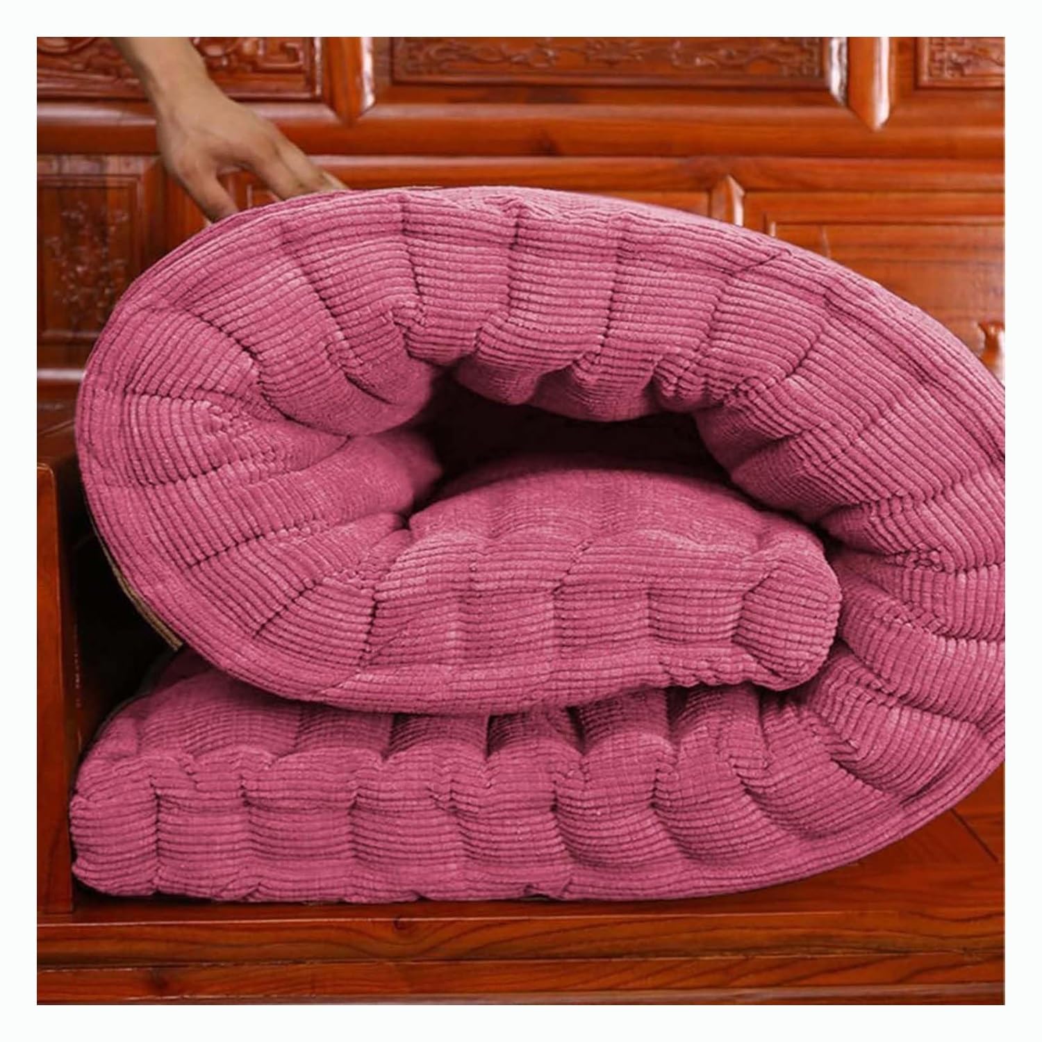 Miecoae Garden Bench Cushion – Replacement Outdoor Bench Seat Cushion, 8cm Thick Casual Sofa Garden Bench Deck Chair Cushion Lounge Recliner Seat Pad(Rose Red,40x80 cm 16x32 in)