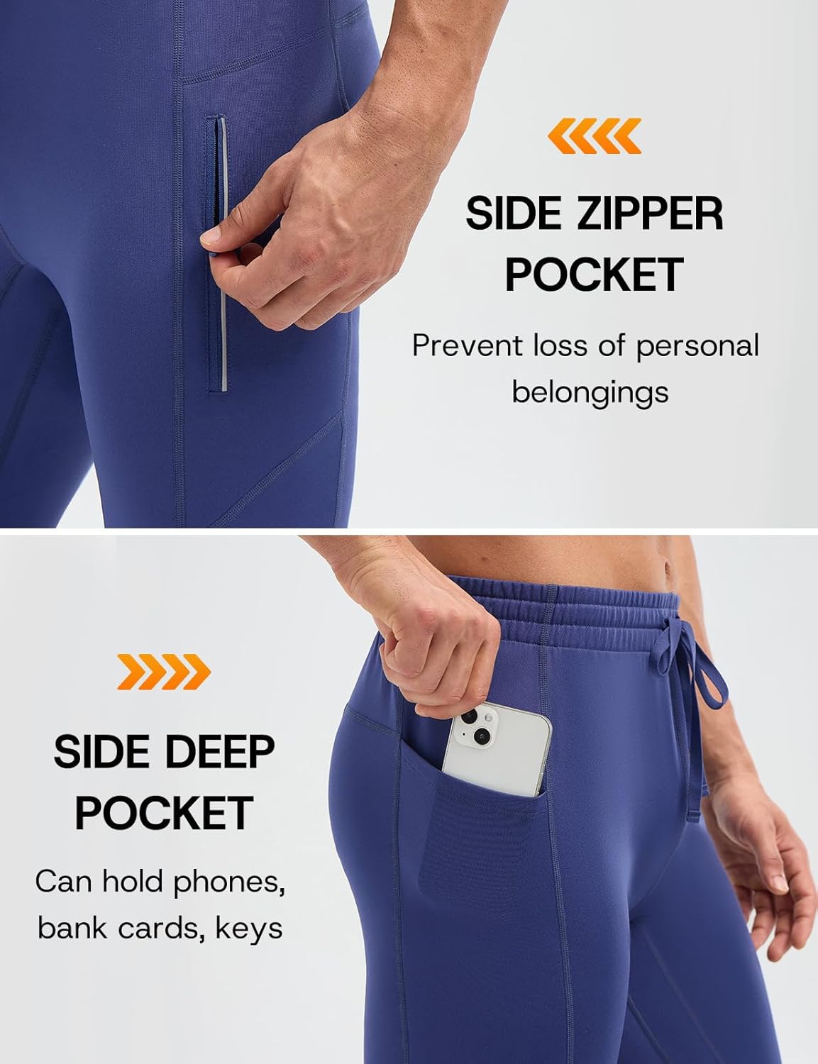 baleaf Men's Fleece Lined Running Tights Thermal Leggings Cold Weather Compression Pants Cycling Hiking Workout - Image 5