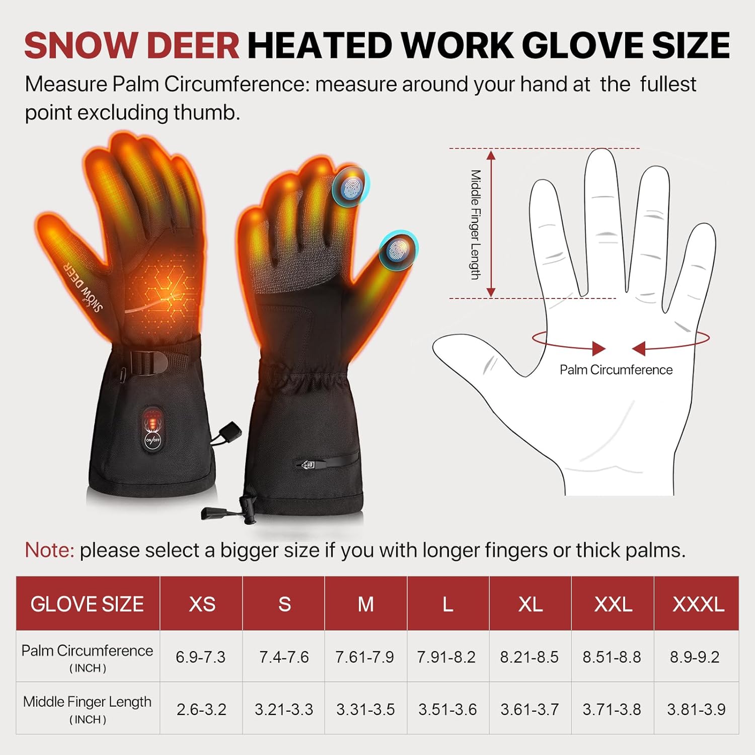 SNOW DEER Heated Gloves for Men Women - Rechargeable, Waterproof, Cut-Resistant with Touchscreen for Winter Outdoor Work Camping Warmer - Image 8