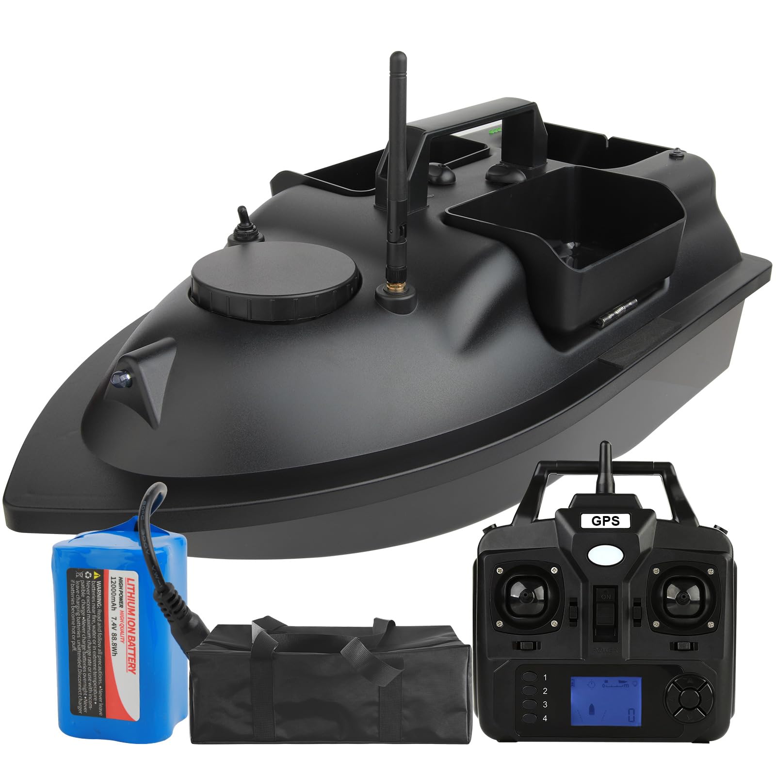 AHWZ Bait Boat for Carp Fishing-GPS Baits Boat 500M Remote Control 2Kg Loading with Carrying Bag,GPS Version