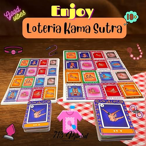 Miniatura 7 de Loteria Kama Sutra, Kama Sutra Bingo 54 tarjetas de posiciones, a prueba de agua, 10 tablas no repetidas, bingo 54 posiciones Kama Sutra (L)