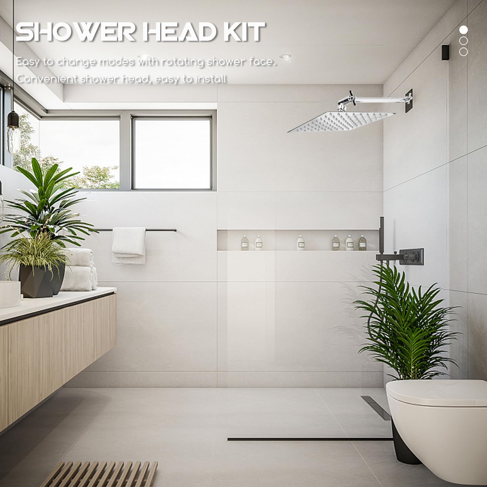 Juego de Cabezal de Ducha Cuadrado de Acero Inoxidable Filtro, Potente y Fácil de Instalar, Adecuado para Baño y Hotel, Conjunto de Ducha Empotrada de Alta Presión