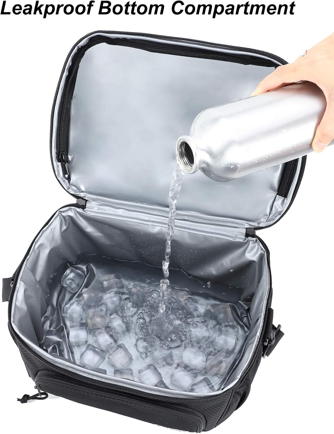 MIER Dual Compartment Cooler Bag Tote Adult Insulated Lunch Bag for Men Women, Leakproof Soft Cooler for Kayak, Beach, Travel, Work, Picnic, Grocery, Large, Black
