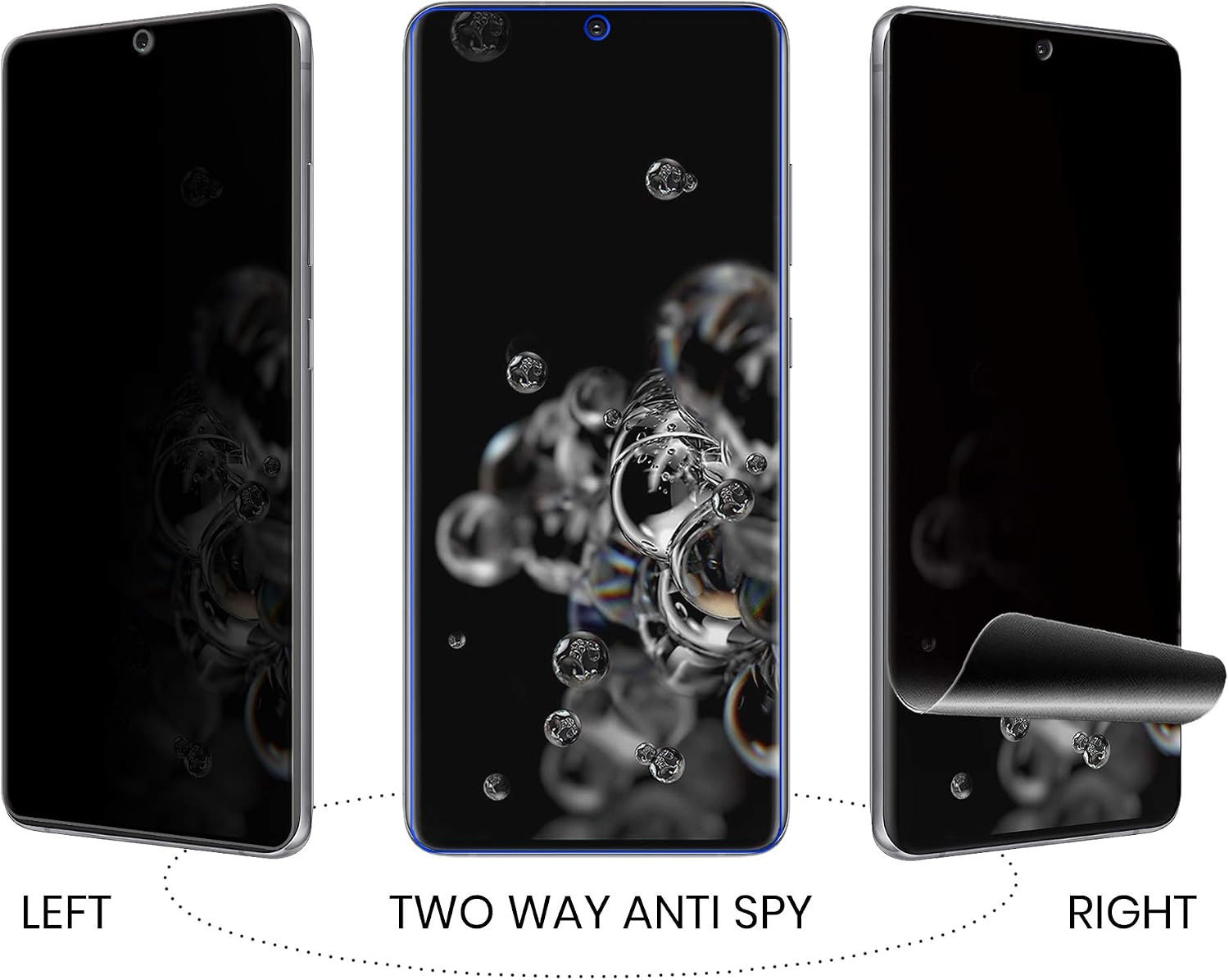 Omnifense Galaxy S20 Ultra Privacy Screen Protector [Case Friendly] Full Adhesive Soft Film [Support in-Screen Unlock], 2-Way Privacy Nano Shield (NOT Tempered Glass) for Samsung S20 Ultra [2-Pack]