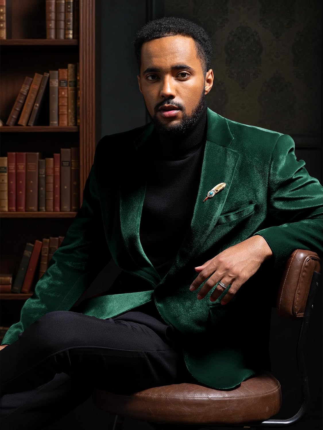 WEEN CHARM Velvet Blazer for Men Slim Fit One Button Sport Coat Tuxedo Jacket for Prom Wedding Party Dinner - Image 4