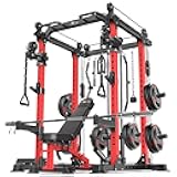 XGSW XINGESIWR Power Cage Multi-Function Power Rack with Cable Crossover System,1800 LBS Capacity Squat Rack with Weight Bench,for Home Gym