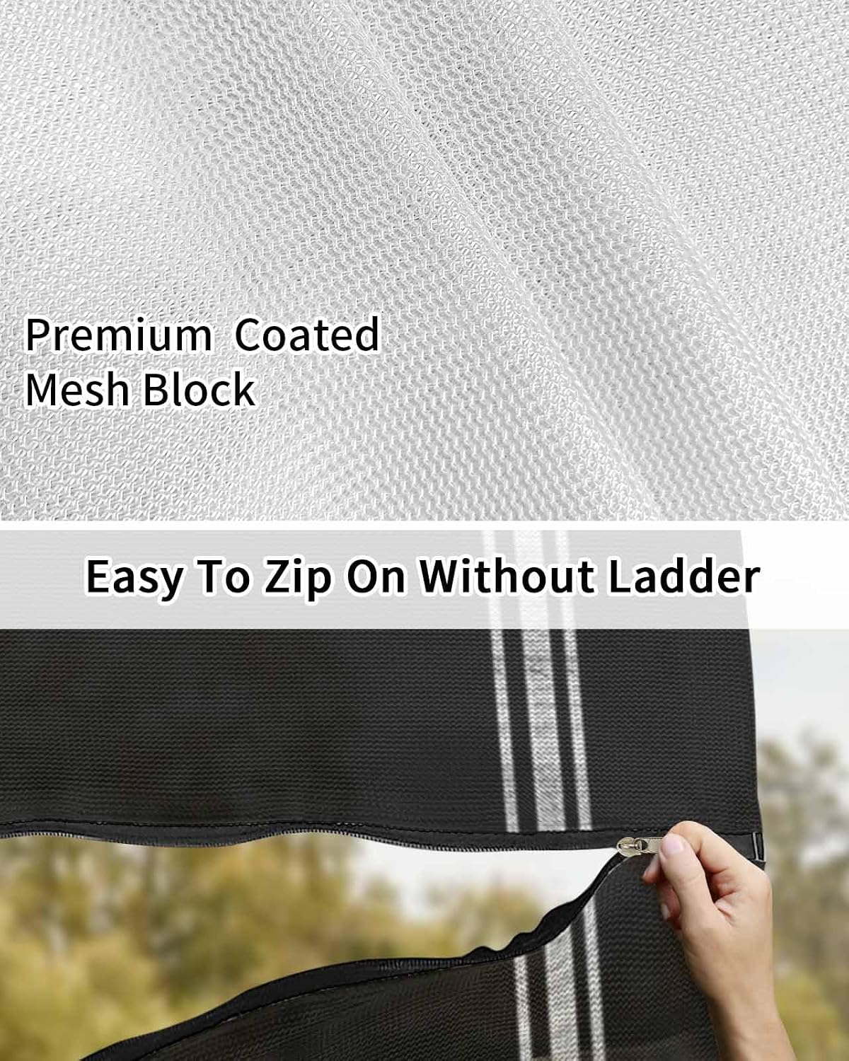 RV Awning Sun Shade Screen with Zipper 9' x 7' Solid Color Black RV Awning Shade Screen Complete Kits for Camper Mesh UV Sunlight Blocker for RV Trailer Motorhome