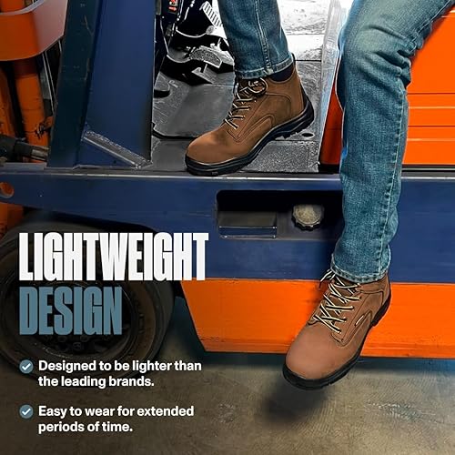 Miniatura 6 de Botas de trabajo impermeables para hombre, punta suave, cuero impermeable de 6 pulgadas, forro aislante, botas de trabajo ultra secas, botas de