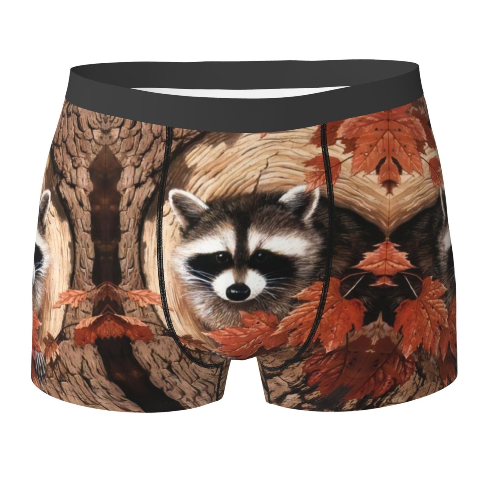 QAZWZML Raccoon in The Fall Tree Hole Printed athletic boxer briefs, perfect for running, fitness, and casual everyday wear L Black