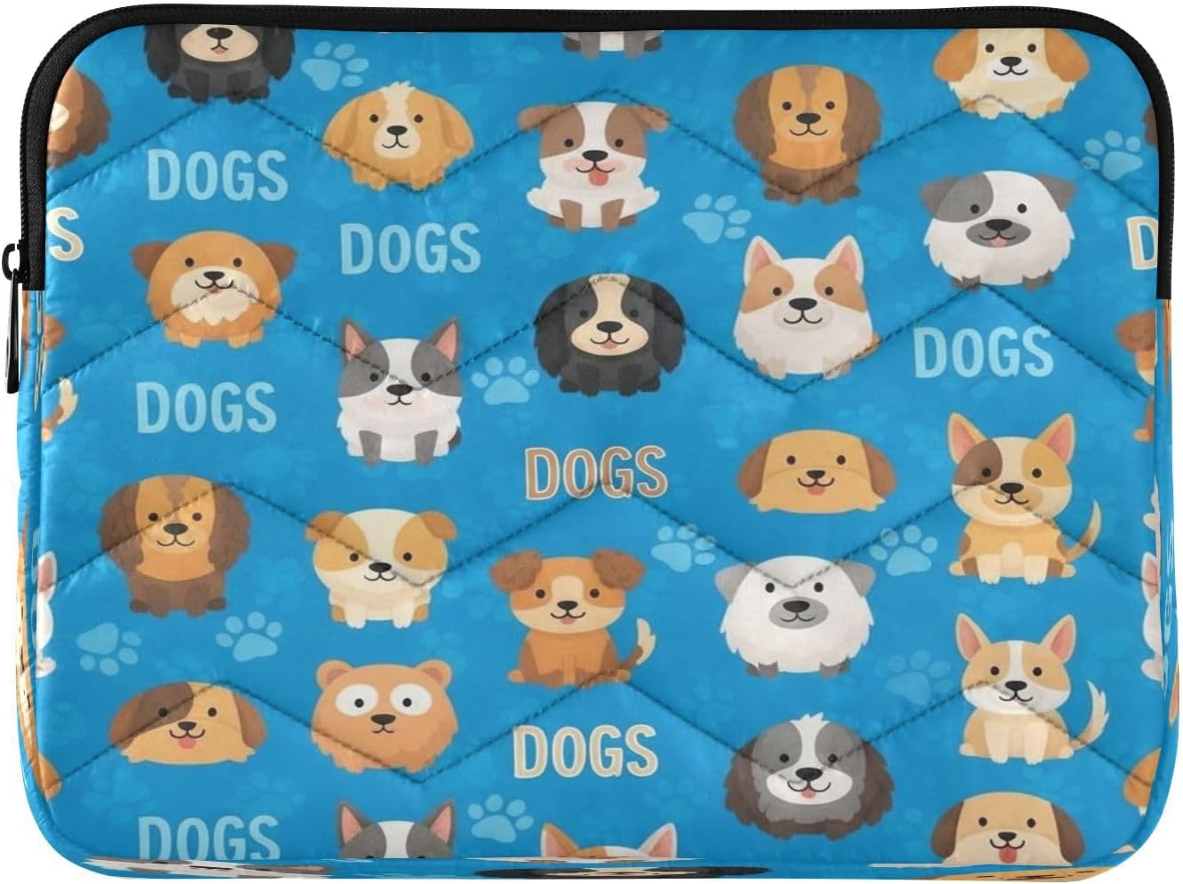 Cute Cartoon Dogs Blue Laptop and Tablet Bag, Protective Padded Laptop Case 15.6 Inch for Women