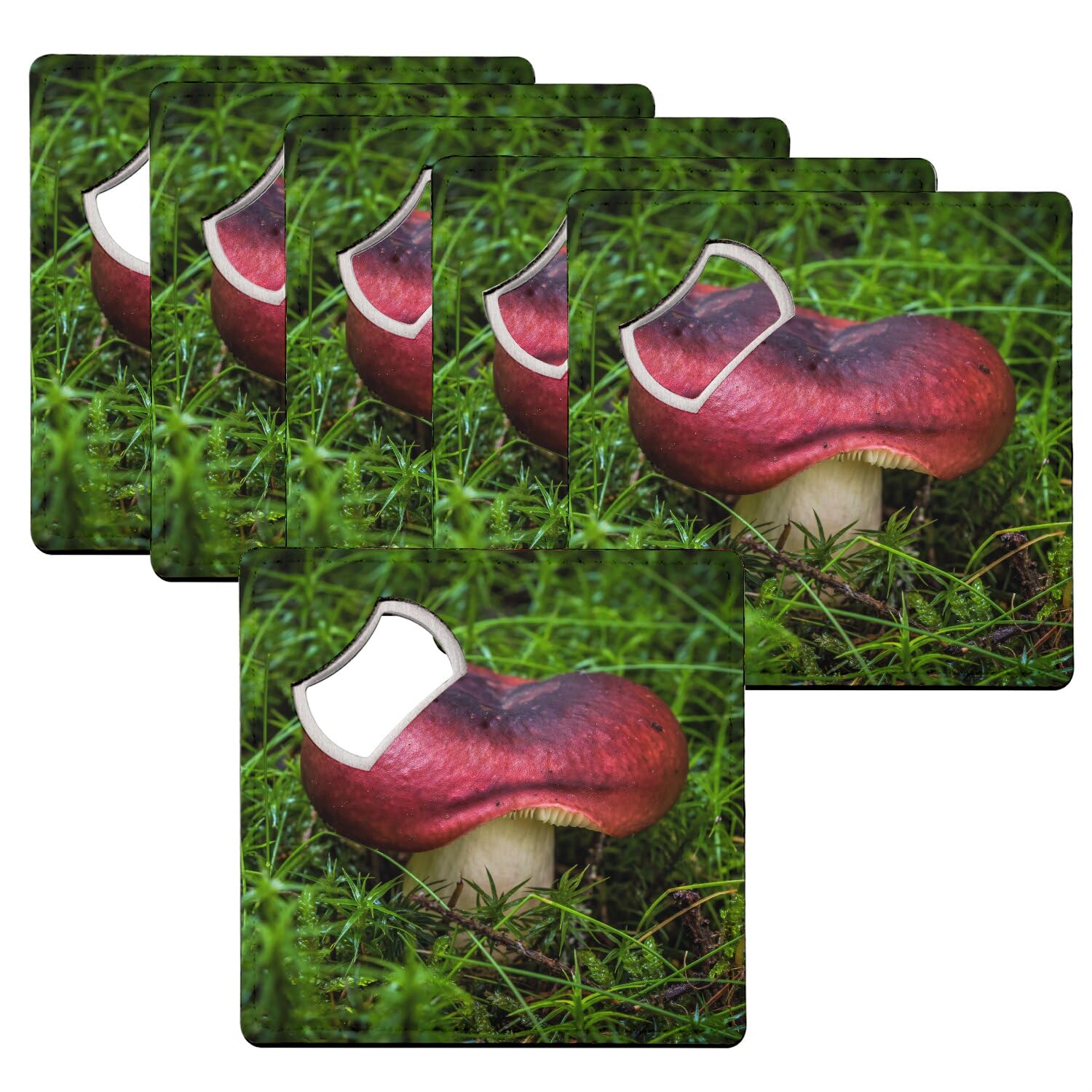 Sous-verre décapsuleur anti-tache de verre avec motif russule mauve lot de 6