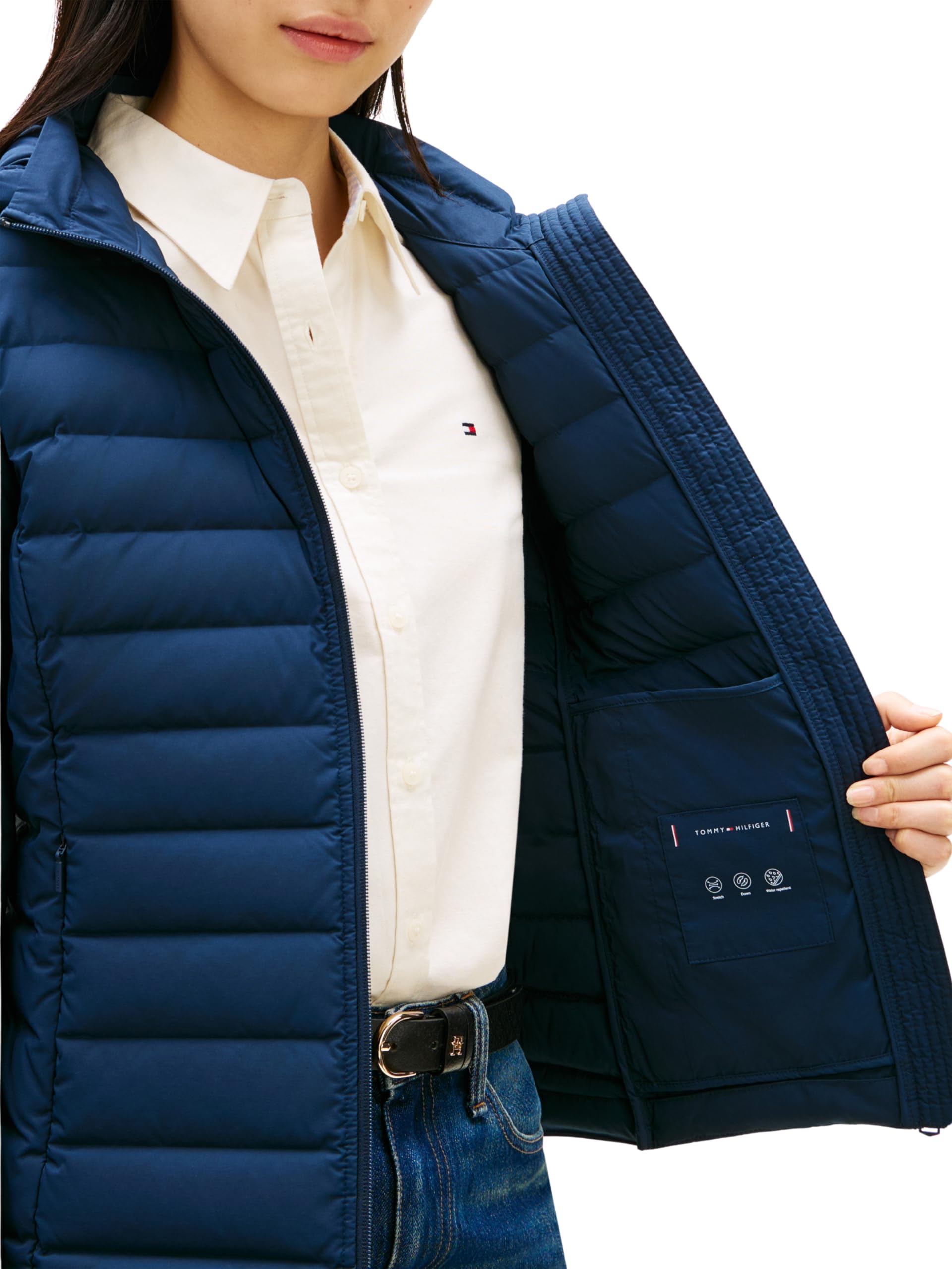 Tommy Hilfiger Stretch Nylon Lw Down Jacket Ww0ww47753 Chaqueta acolchada Mujer (Pack de 1)