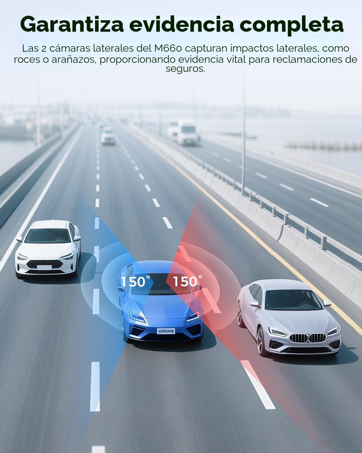 AZDOME M660 Cámara de Coche Dashcam 4 Canales para Coche 1440P+3 * 1080P, 360° Delantera Trasera 5GWiFi, cámara de salpicadero controlada por Voz con GPS, WDR, Eingebaute 128 GB eMMC-Speicher