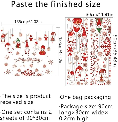 Miniatura 6 de Calcomanías de pared de gnomo de Navidad de 61.02 x 48.42 pulgadas, calcomanías de pared de gnomo de Navidad extraíbles, decoración para Navidad,