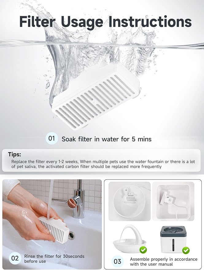 Pack de 6 Filtros para Fuente de Agua para Gatos, CoctyZai FT-T6 miniatura 5