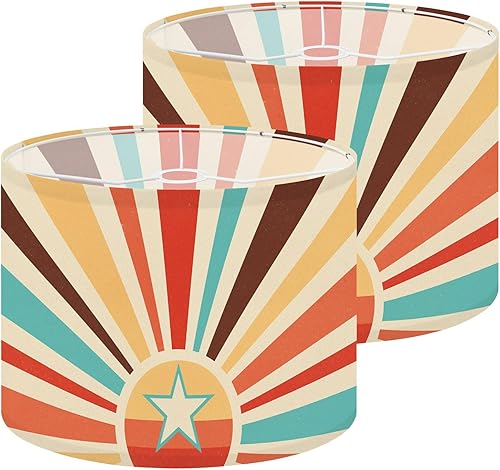 Vista 12 de Lamp Shades Set of 2 Seamless retro 70s Drum lampshades for Floor Lamps Table Lamps Pendant Light 11"x8.9" Replacement Large Lampshade Easy Assembly