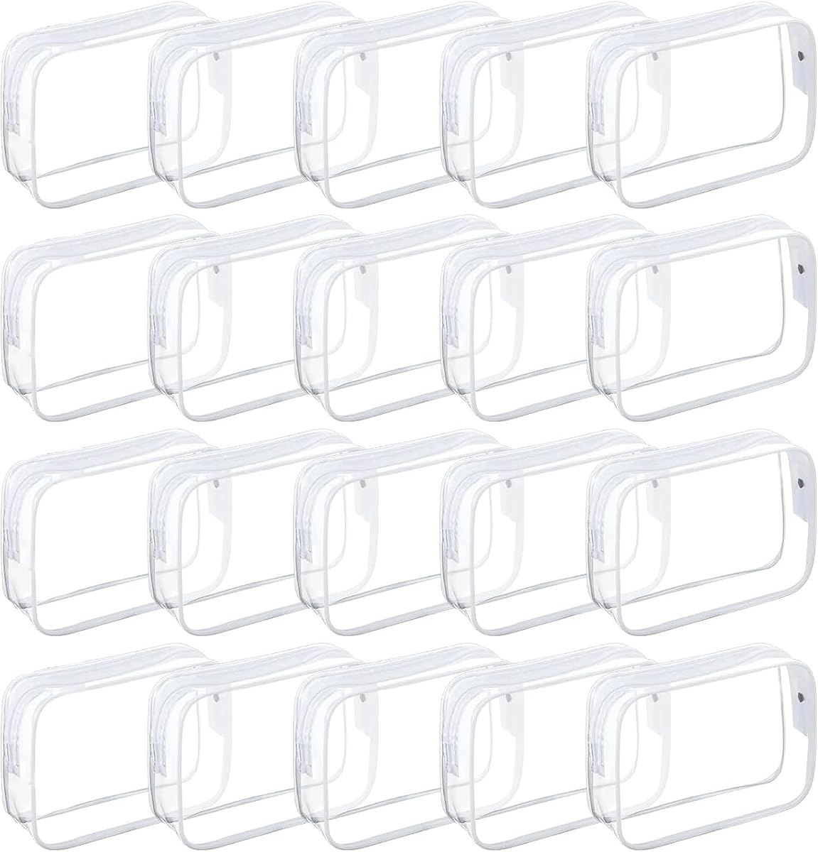 Tergy 20 Packs Clear Cosmetics Bags for Women Men Waterproof Toiletry Bags PVC Makeup Bags Organizer Case with Zipper for Travel Bathroom (White)