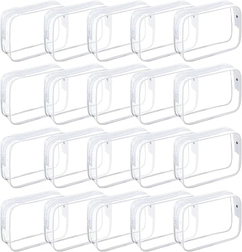 Paquete de 20 bolsas transparentes para cosméticos para mujeres y hombres, bolsas de aseo impermeables, bolsas de maquillaje de PVC, estuche