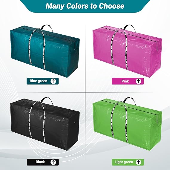 66 Gallon Extra Large Storage Bags 6 Pack Black XXL Heavy Duty Waterproof Moving Tote Bags for College Dorm, Travel, Clothes & Bedding Foldable Zippered Duffle with Handles