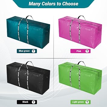 66 Gallon Extra Large Storage Bags 6 Pack Black XXL Heavy Duty Waterproof Moving Tote Bags for College Dorm, Travel, Clothes & Bedding Foldable Zippered Duffle with Handles