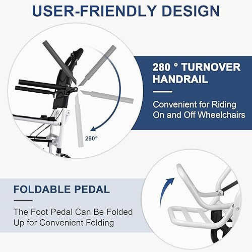 Miniatura 4 de Silla de ruedas plegable ultraligera y ligera para adultos, sillas de ruedas de transporte portátil que soportan 180 libras con pedales plegables y