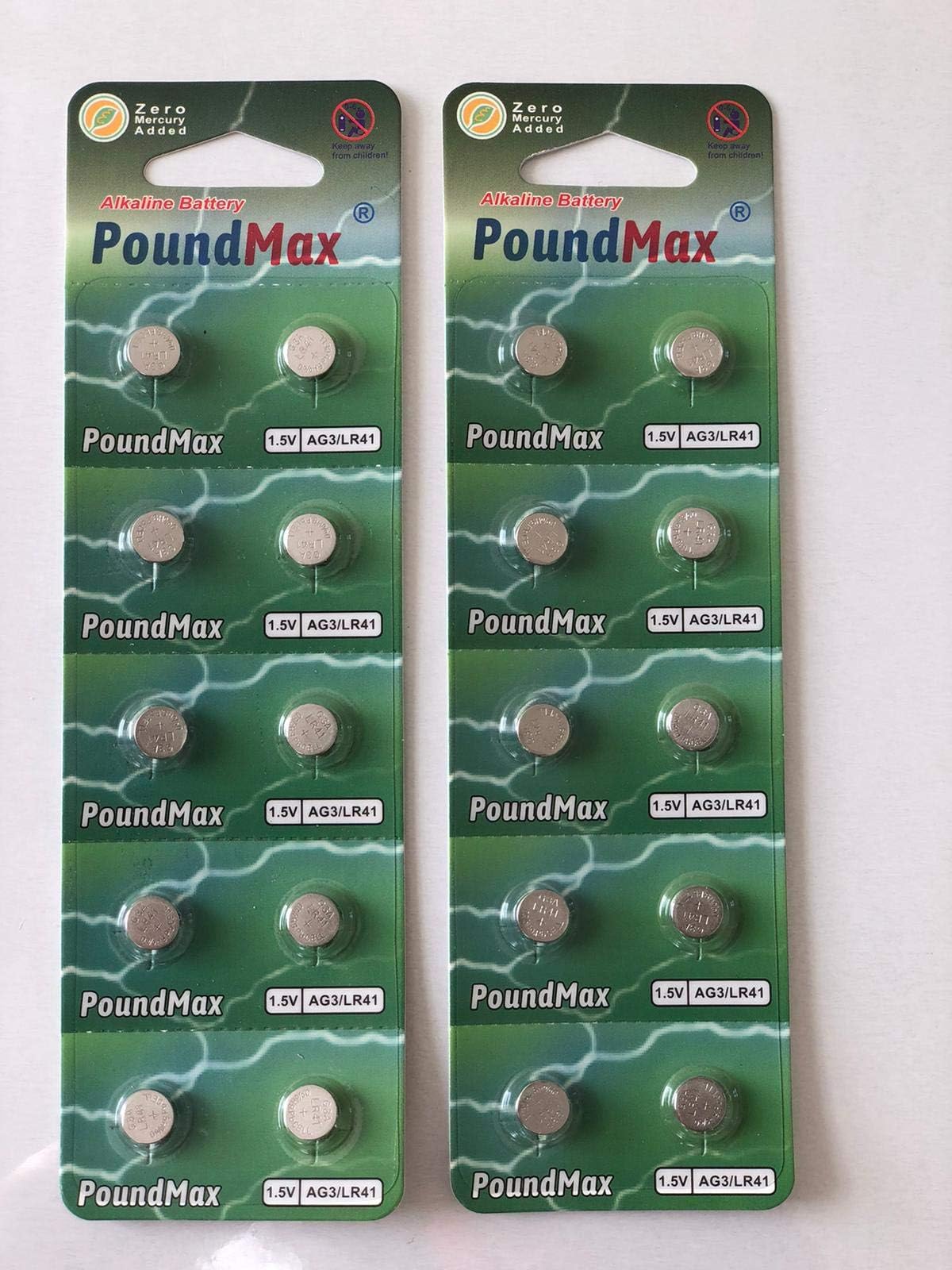 PoundMax® 20 x AG3 LR41 1.5V Alkaline Button Cell Battery